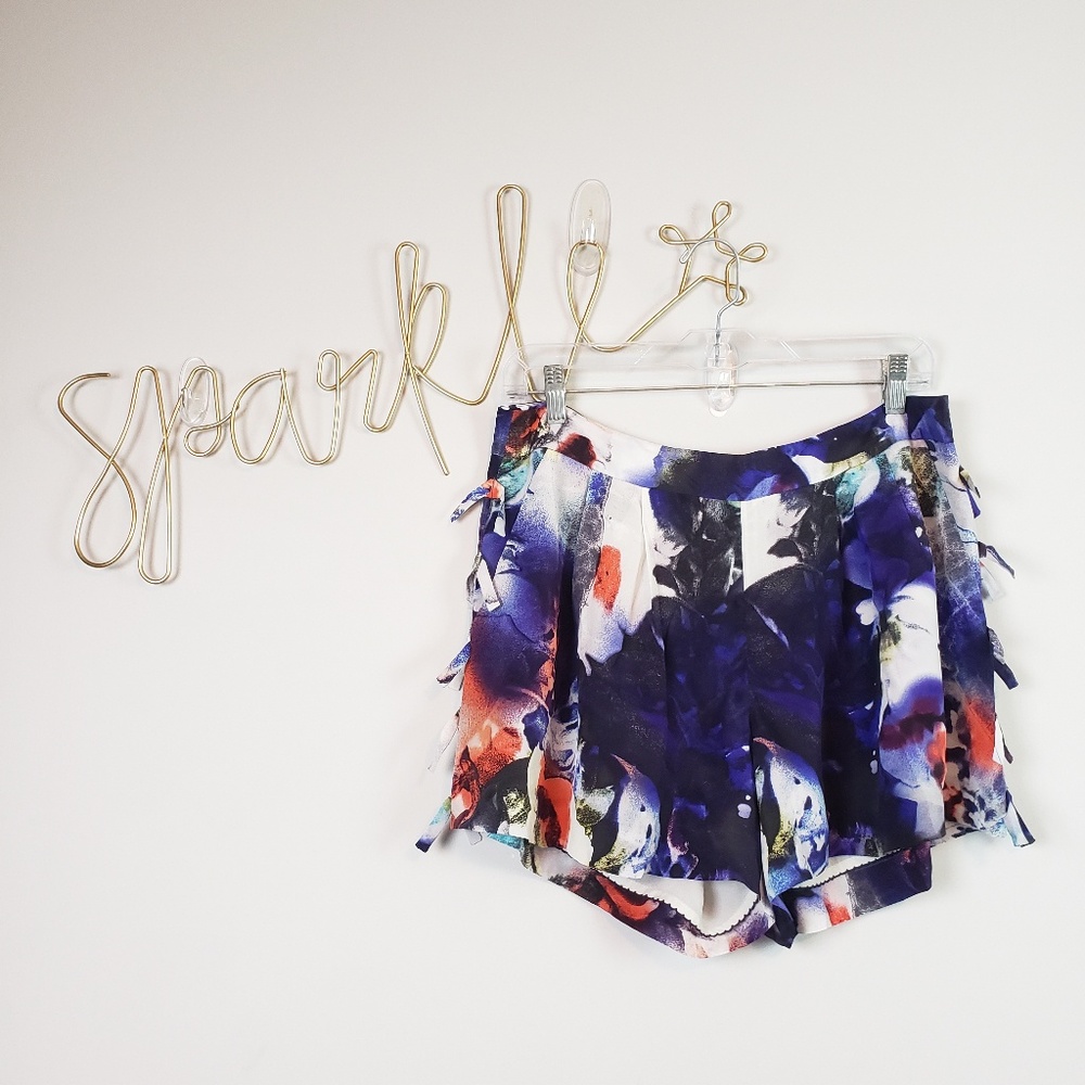 NWT Anthro Leifsdottir 100% Silk Floral Shorts w/back zip.